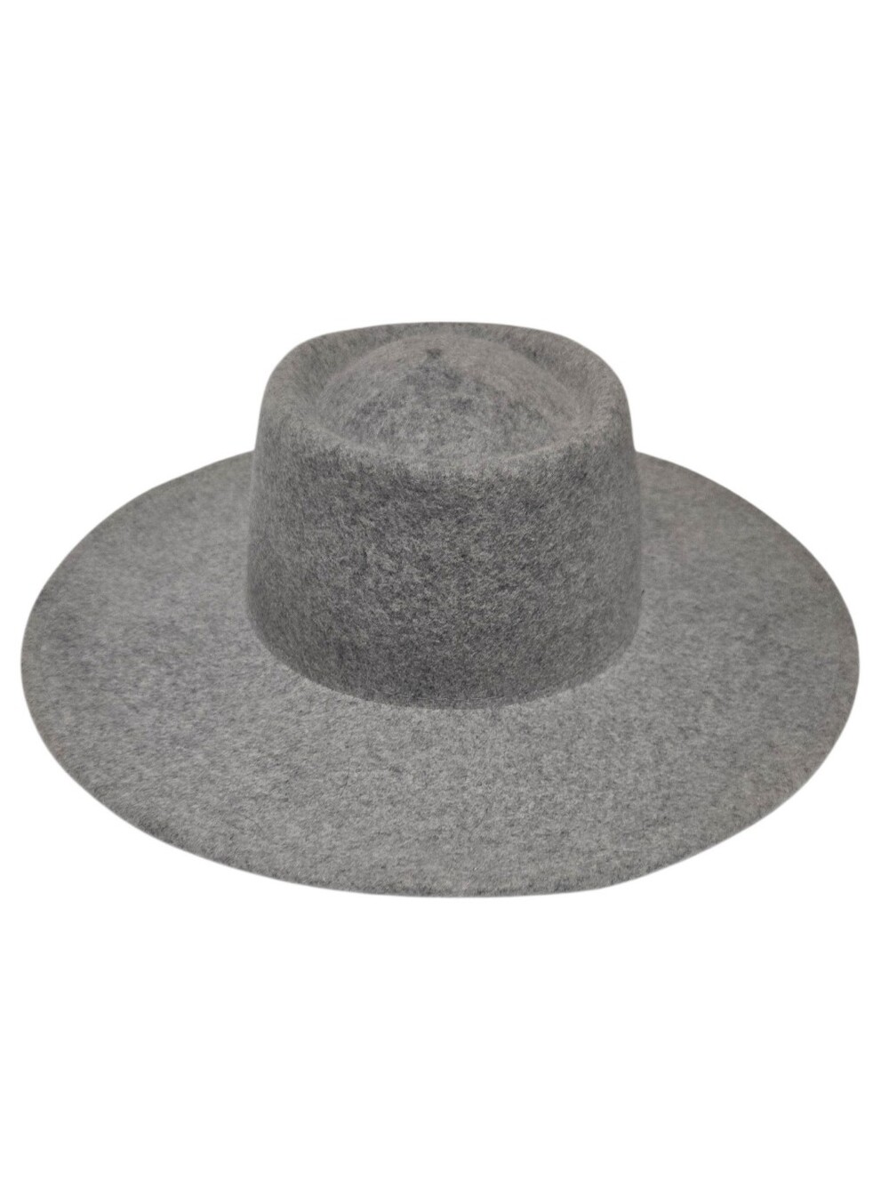 Modern Pastime Gray Wool Flat Top Wide Brim Hat Structured Boater Rancher